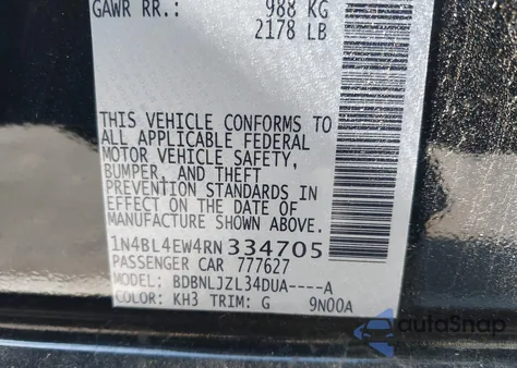 2024 Nissan Altima Sl Intelligent Awd z USA, uszkodzony, nr VIN 1N4BL4EW4RN334705